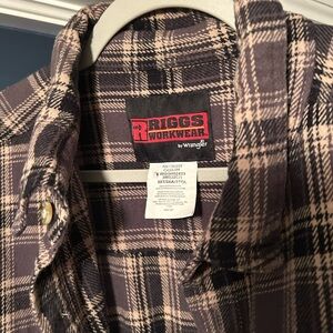 Men's Plaid Casual Button Down Shirt - Black and Tan
